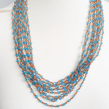 Collier fait main en perles de verre avec fil de cuivre, perles bleu clair 6