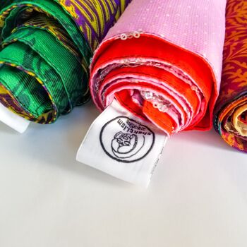 Emballage cadeau sari réutilisable, upcyclé et réversible - Moyen (45x45cm) 10
