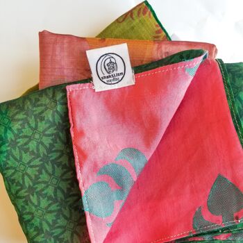 Emballage cadeau sari réutilisable, upcyclé et réversible - Grand (60x60cm) 6