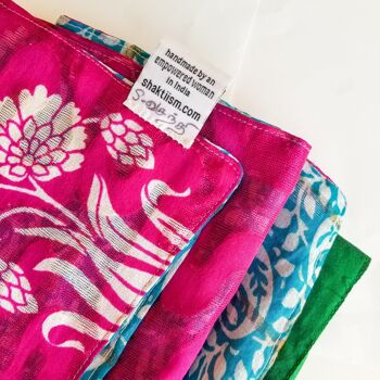 Emballage cadeau sari réutilisable, upcyclé et réversible - Grand (60x60cm) 7