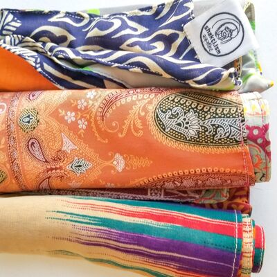 Confezione regalo sari riutilizzabile, riciclata e reversibile - Extra large (75x75cm)