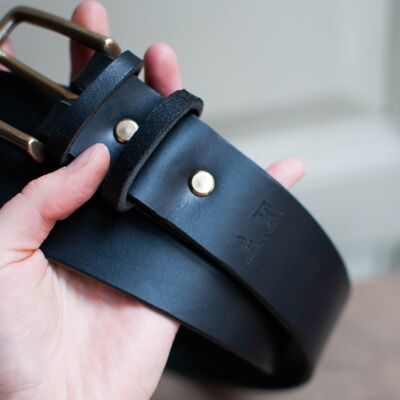 Cintura in cuoio nero - 3 cm