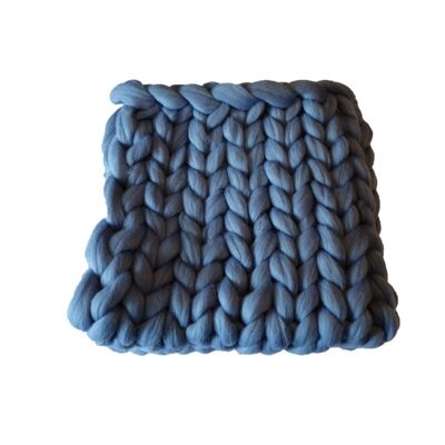 Couverture / Plaid XXL laine mérinos - 80 x 120 cm Baby blue