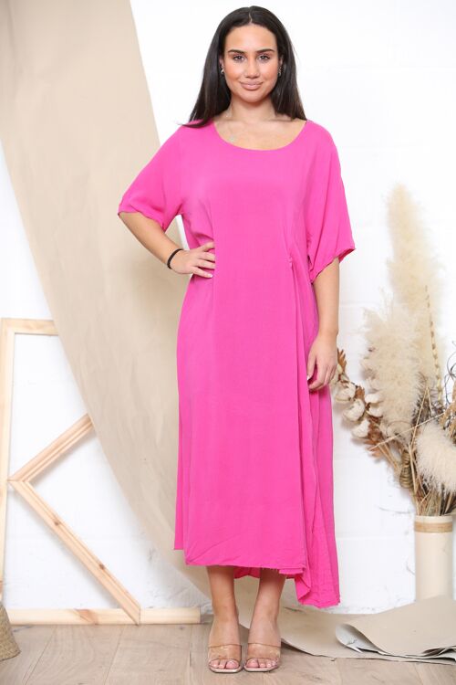 Fuchsia relaxed dress with pockets