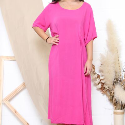 Fuchsia relaxed dress with pockets
