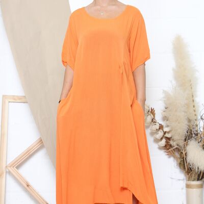 Robe orange décontractée avec poches