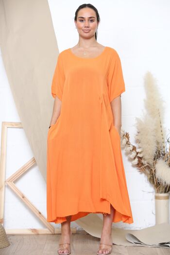 Robe orange décontractée avec poches 1