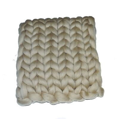 Blanket / Plaid XXL merino wool - 80 x 120 cm Beige