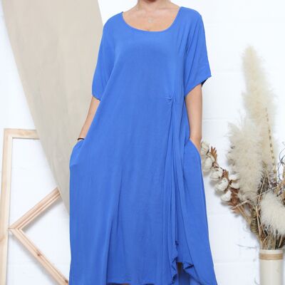 Royal Blue relaxed dress with pockets