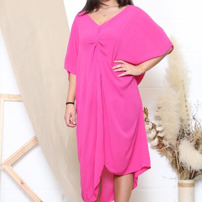 Vestido fucsia de corte holgado midi