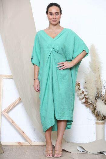 Robe midi d'été ample verte 1