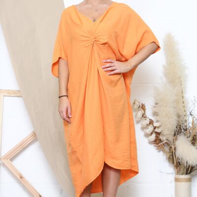 Orange loose fit summer midi dress