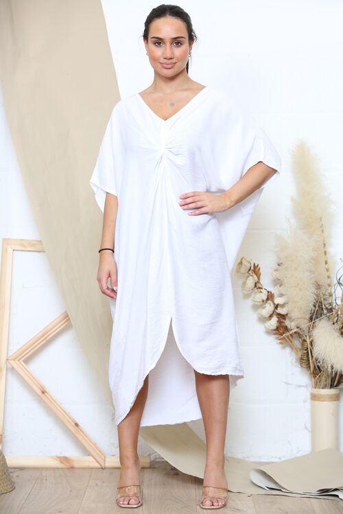 White loose fit summer midi dress