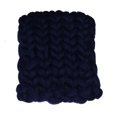 Manta / manta de lana merino XXL - 80 x 120 cm Azul oscuro