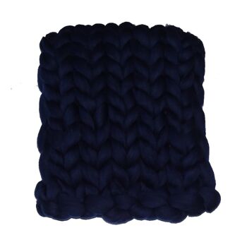 Couverture / Plaid XXL laine mérinos - 80 x 120 cm Bleu foncé 1