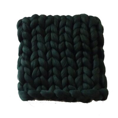 Manta / manta de lana merino XXL - 80 x 120 cm Verde oscuro