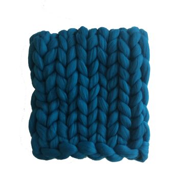 Couverture / Plaid XXL laine mérinos - 80 x 120 cm Bleu ciel 1