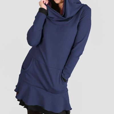 PIPPURI dress • YUMMI •-dark blue, black, hood