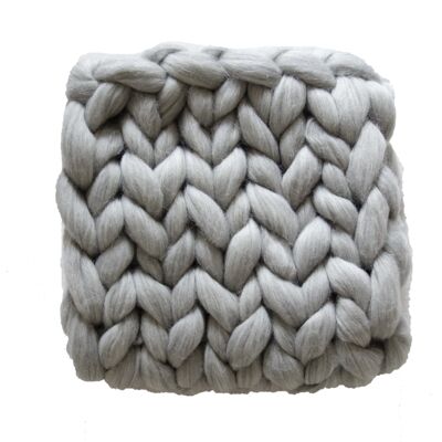 Couverture / Plaid XXL laine mérinos - 80 x 120 cm Mélange gris clair