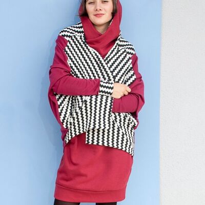 PIPPURI Cardigan •TASHA• - Dark Red, Pattern