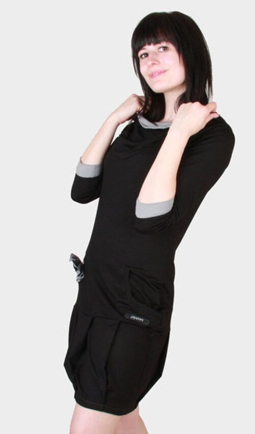 PIPPURI Dress • Breeze •-Black, grey, hood