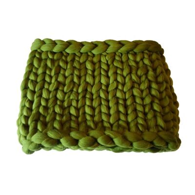 Coperta / plaid in lana merino XXL - 80 x 120 cm Verde muschio