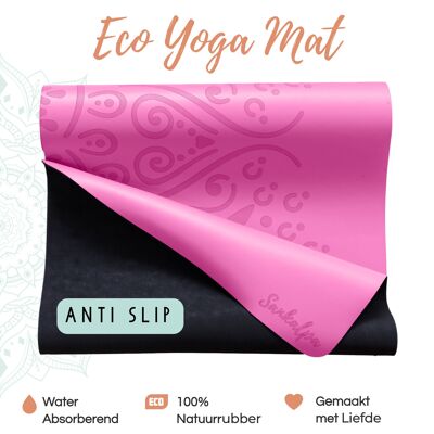 Premium Eco Yogamat Roze Flow Loved met tas
