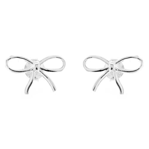 Silver Bow Stud Earrings and Presentation Box