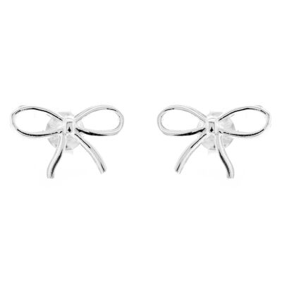 Silver Bow Stud Earrings and Presentation Box