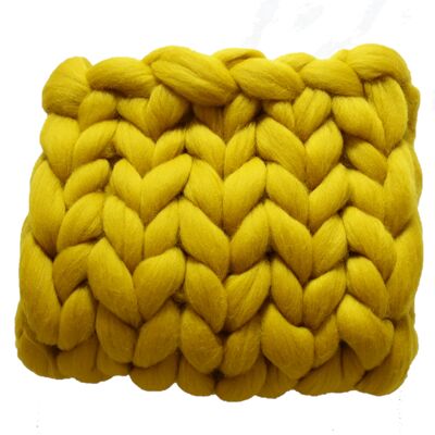 Merino wool blanket / throw XXL - 80 x 120 cm Ocher yellow