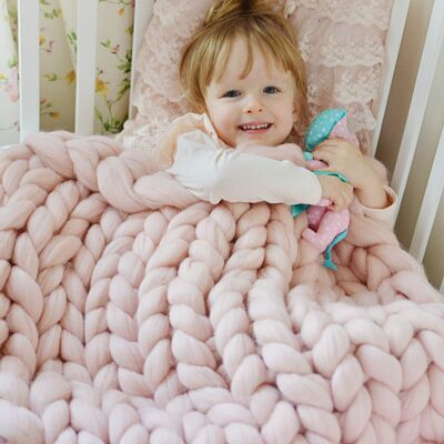 Blanket / Plaid XXL merino wool - 80 x 120 cm Roze poudré