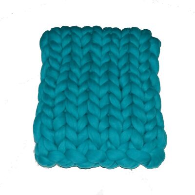 Couverture / Plaid XXL laine mérinos - 80 x 120 cm Turquoise