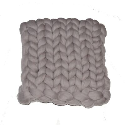 Couverture / Plaid XXL laine mérinos - 80 x 120 cm Gris doux