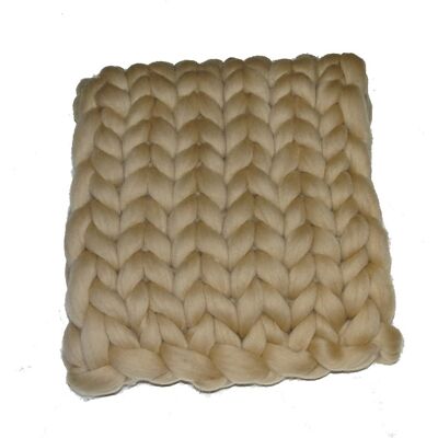 Blanket / Plaid XXL merino wool - 80 x 120 cm Sand
