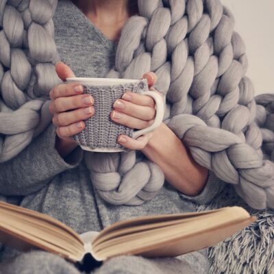 Blanket / Plaid XXL merino wool - 100 x 150 cm Gray