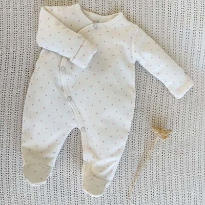 Baby's thick fleece pajamas with pink star print