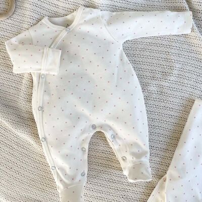 Baby pajamas in organic cotton with pink stars