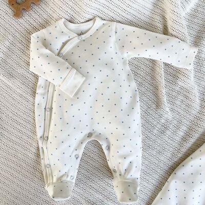 Blauer Baby-Pyjama aus Bio-Baumwolle mit Sternen
