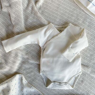 Blue stars long-sleeved organic baby bodysuit