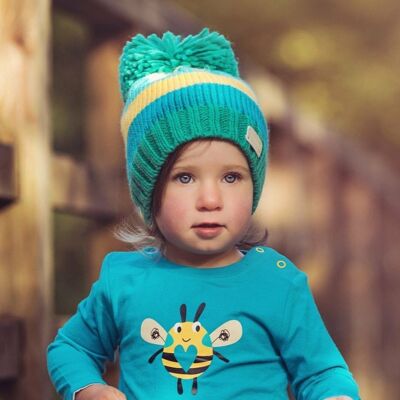 Green and Mustard Bobble Hat