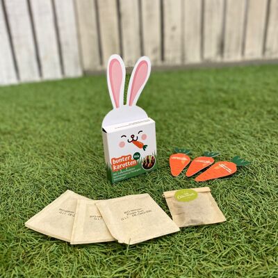 Paquete temático "Conejo" que incluye 3 paquetes de semillas de zanahoria ORGÁNICAS (Yellowstone ORGÁNICO, Samurai rojo ORGÁNICO, Purple Haza F1 ORGÁNICO)