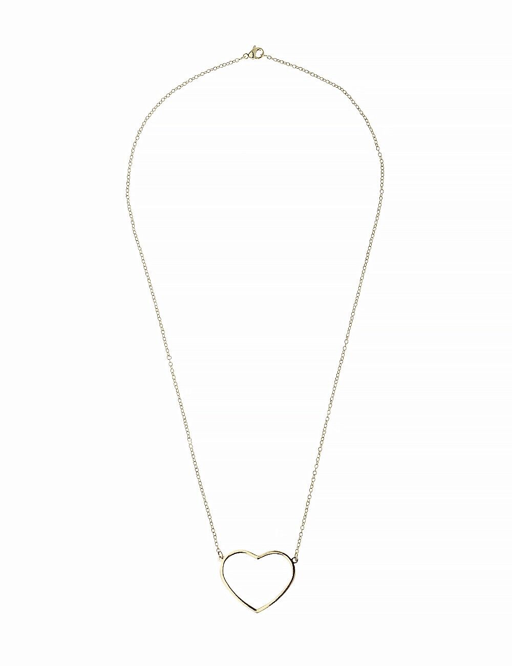 Collana con catena a maglie in acciaio inossidabile PVD oro 18K con cuore aperto Golden Embrace