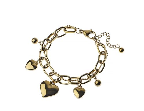 PVD 18KG Oval Link & Ball Chain with Heart Stainless Steel Drop