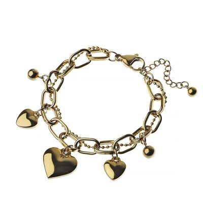 PVD 18KG Oval Link & Ball Chain with Heart Stainless Steel Drop