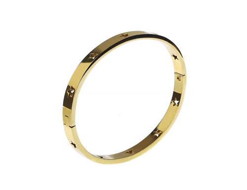 PVD 18K Stainless Steel Bangle w Stars