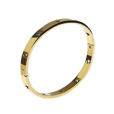 PVD 18K Stainless Steel Bangle w Stars