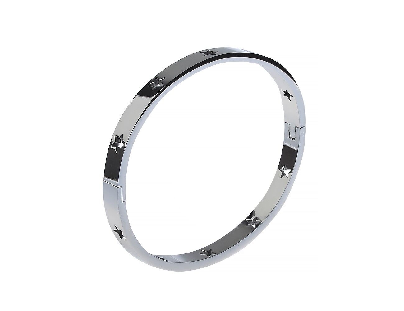 Bracciale rigido in acciaio inossidabile PVD celeste Cosmic Chic Silver Star