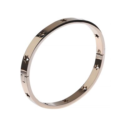PVD Rose Gold Stainless Steel Bangle w Stars