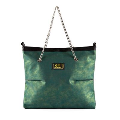 SHOPPING CHAIN mottled green leatherette