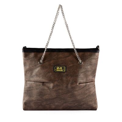 SHOPPING CHAIN brown imitation leather with scaled effect